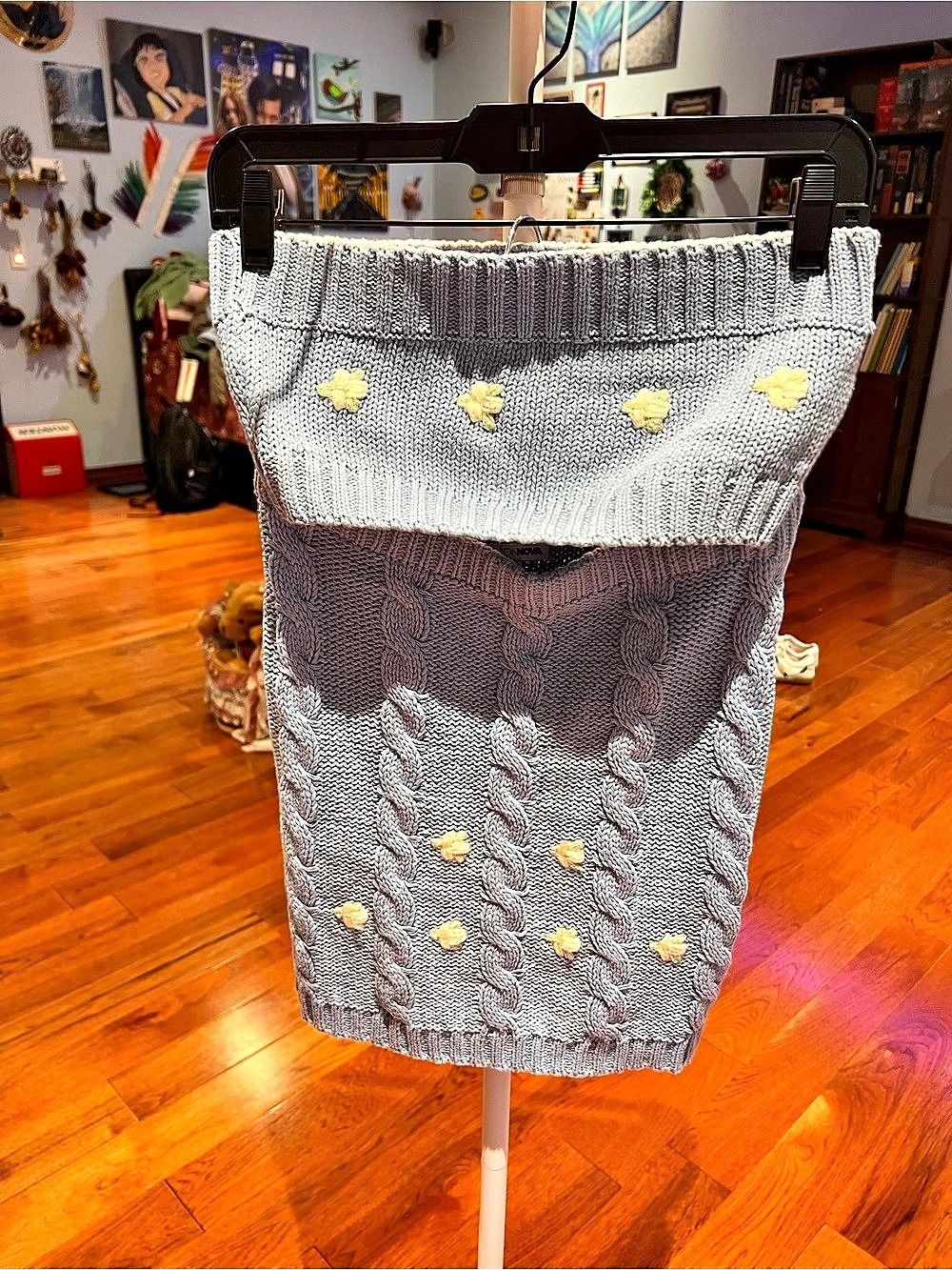 Fashion Nova Knit Mini Skirt and top set in baby blue Size Small Like New